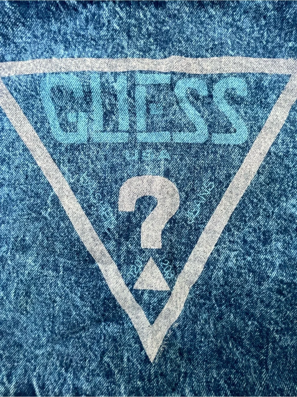 VTG 90s GUESS acid washed Denim Tote Bag in Washed Blue with Logo